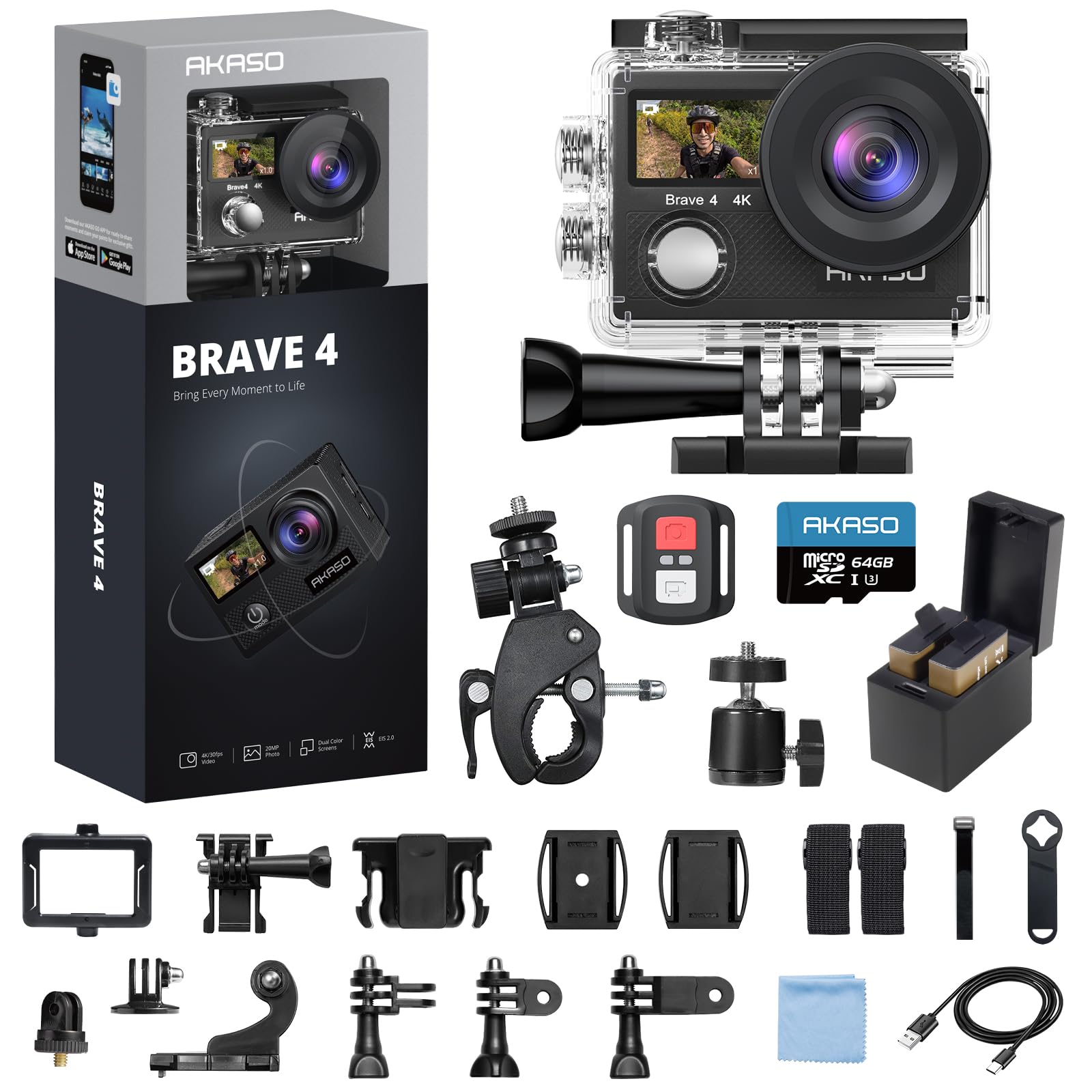Xalnoreth Brave 4 Action Camera 4K 30fps