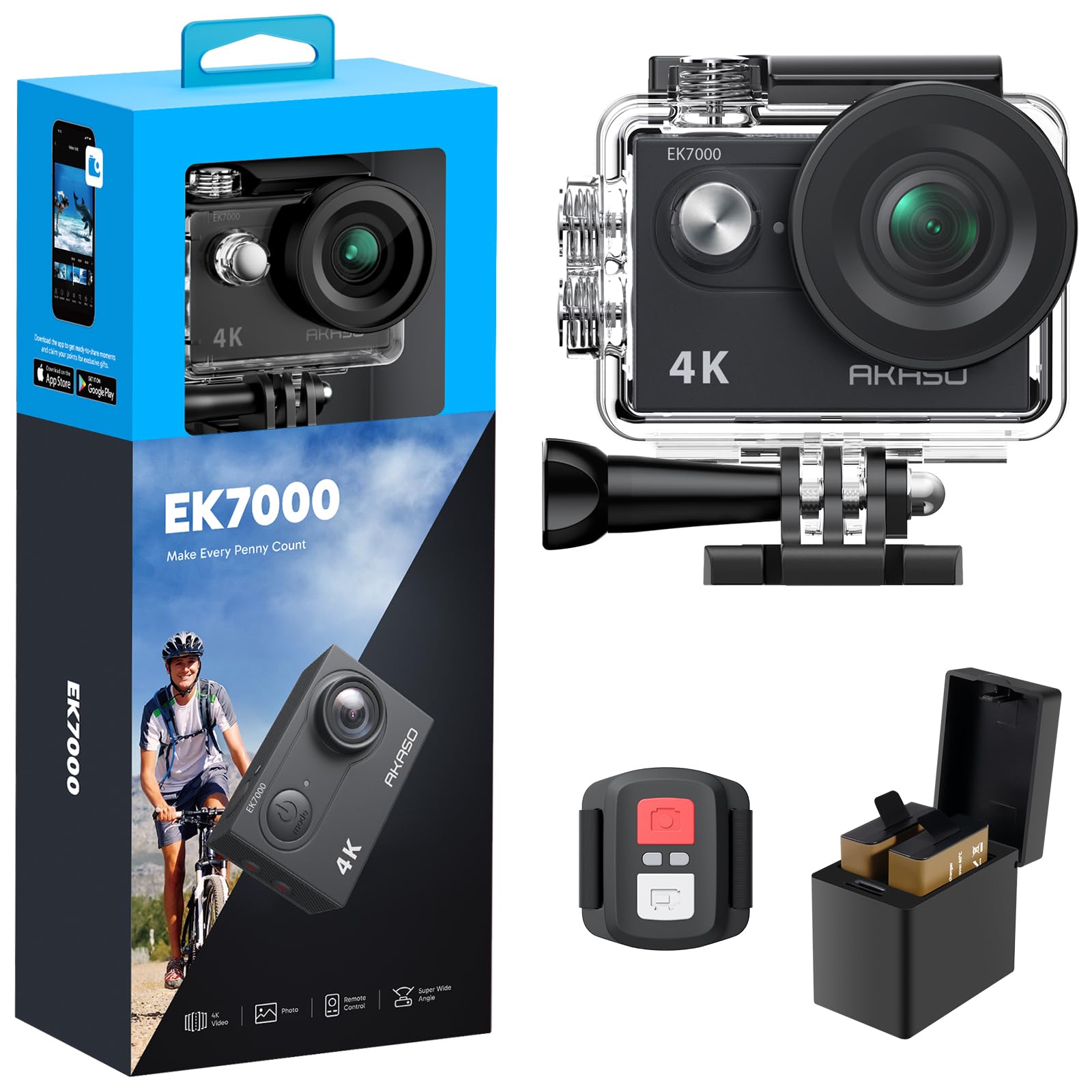 Xalnoreth EK7000 4K30FPS 20MP WiFi Action Camera
