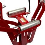 Close-up of the Branick 5045 tire spreader’s upper roller assembly and spring-loaded supports, engineered for stable and precise tire spreading