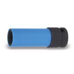 Beta Tools 720LCS5 impact socket with blue protective sleeve, designed for 1/2-inch drives to safely remove and install wheel bolts without damaging alloy rims. Get it at Wrenchers.com