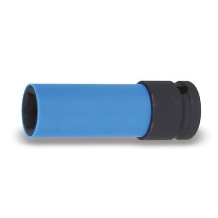 Beta Tools 720LCS5 impact socket with blue protective sleeve, designed for 1/2-inch drives to safely remove and install wheel bolts without damaging alloy rims. Get it at Wrenchers.com