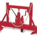 Close-up of the AFF 3577 Hydraulic Wheel Dolly hydraulic pump and chain assembly, highlighting the sturdy construction and lifting mechanism. Get it at Wrenchers.com