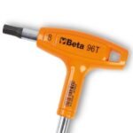 Close-up of the Beta Tools 5-Offset Hexagon Key Wrench with its signature orange T-handle and polished chrome shaft, model 96T. Get it at Wrenchers.com.