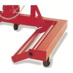 Side angle of the AFF 3577 Hydraulic Wheel Dolly frame and caster base, emphasizing its heavy-duty steel structure and stability for shop use. Get it at Wrenchers.com