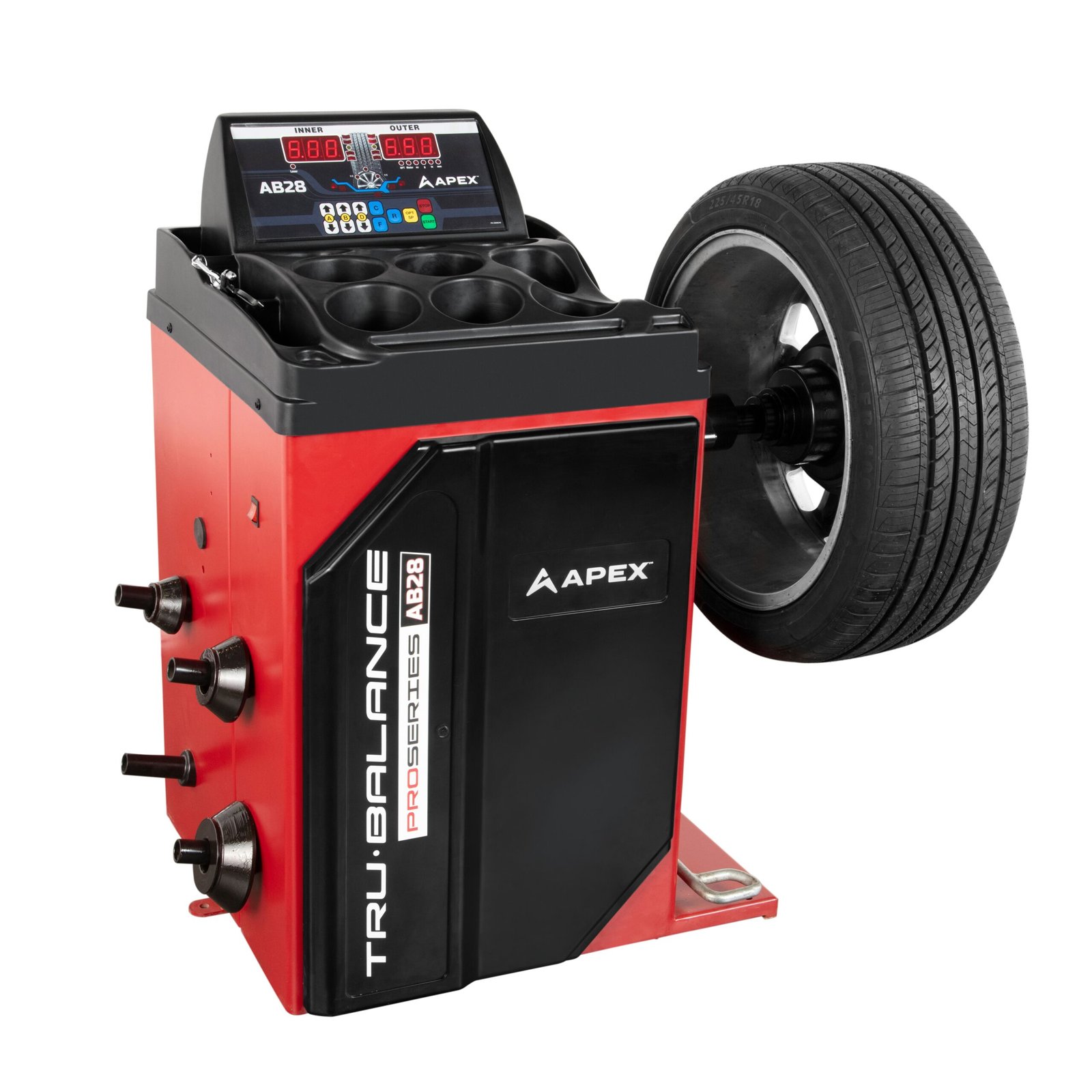 APEX AB28 Wheel Balancer APEX AB28 digital wheel balancer delivering commercial accuracy for passenger and light truck wheels