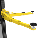 Telescoping lift arms on the APEX AL9LC floorplate two post lift provide flexible reach for a wide range of vehicles. Built for low ceiling shops and available at