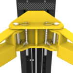 Automatic arm lock restraints on the APEX AL9LC two post floorplate lift provide secure vehicle positioning. Built for daily shop use and available at