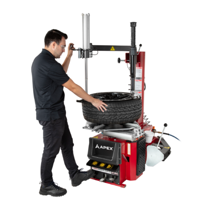 Professional APEX AT26A automatic tire changer delivers fast mounting and demounting for modern wheels. SKU 5140350