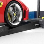 Super long 96" length lightweight four post lift approach ramp makes it easy to load low clearance cars