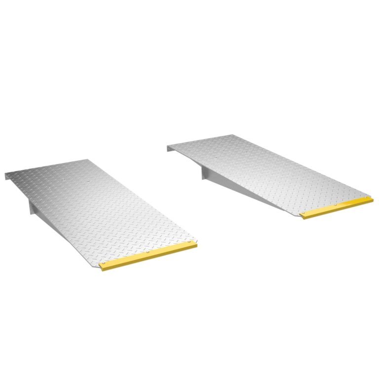 Autostacker 48" aluminum approach ramps providing safe lift access for low-slung performance vehicles.