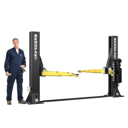 BendPak 10AP-SRT two post lift features a mid rise floorplate design with a 10,000 lb capacity for professional shops.