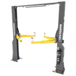 BendPak 20AP heavy-duty 2-post lift with service truck elevated, 20,000 lb capacity, SKU 5175614.