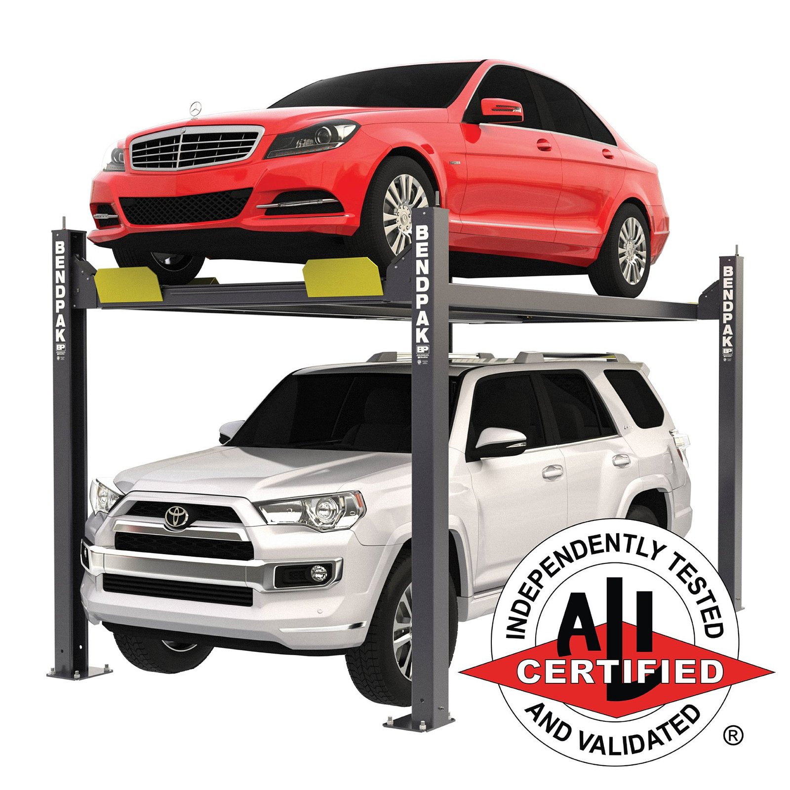 HD-7W BendPak HD-7W 5175120 wide high-rise four-post lift with 7,000 lb capacity and ALI Certified performance.