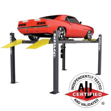 HD-9ST 9000-lb narrow four-post lift, SKU 5175860. ALI certified strength for serious garage stacking.