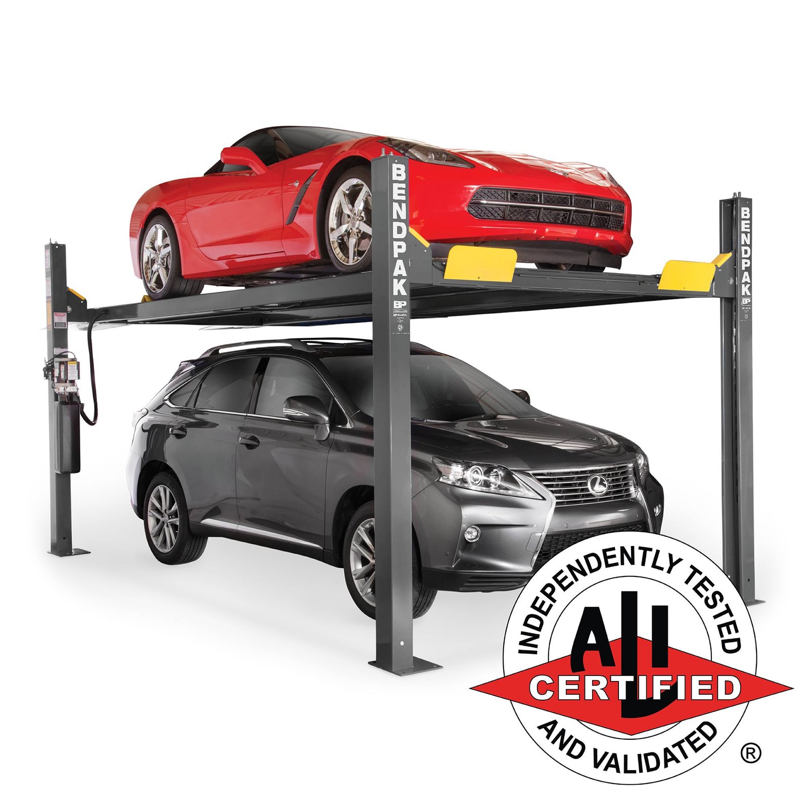 HD-9XW BendPak HD-9XW 9,000 lb high lift four post lift. ALI certified car storage strength. SKU 5175863.