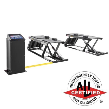 ALI certified BendPak P9000LTF open-center flush-mount low-rise lift built for serious service work. SKU 5175155.