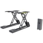 Full-rise frame-engaging scissor lift offering maximum height without taking up shop space