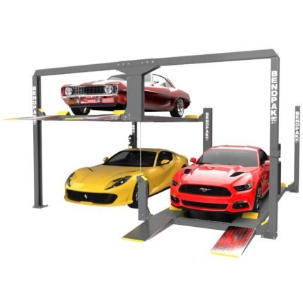Create instant parking space with the BendPak PL-12000DP four-post parking lift (SKU 5175547). This 12,000-lb tandem lift lets you store multiple vehicles vertically, making it ideal for garages, showrooms, and tight residential spaces.