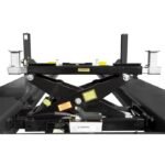 BendPak RBJ-25000 low-profile bridge jack featuring steel contact pads and high-pressure pneumatic-hydraulic power for wheel service.