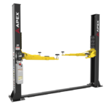 The APEX AL9LC is a top choice for low ceiling garages needing a reliable two post lift. Floorplate design saves overhead space and is available at
