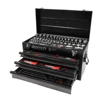 BoxoUSA 159-piece metric and SAE tool set in 3-drawer hand carry tool box