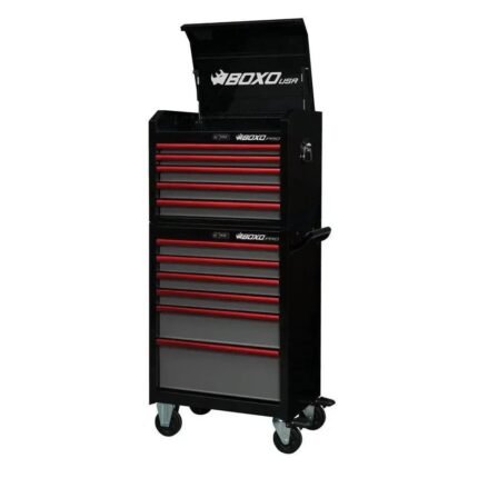 Boxo Pro Series 26-inch 11-drawer rolling tool box in white and red finish - Wrenchers
