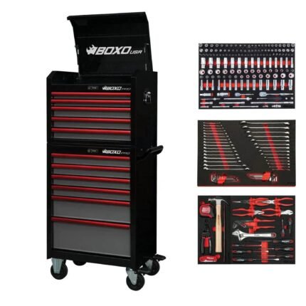 BoxoUSA Pro Series 26-inch loaded tool box combo with top and bottom cabinets