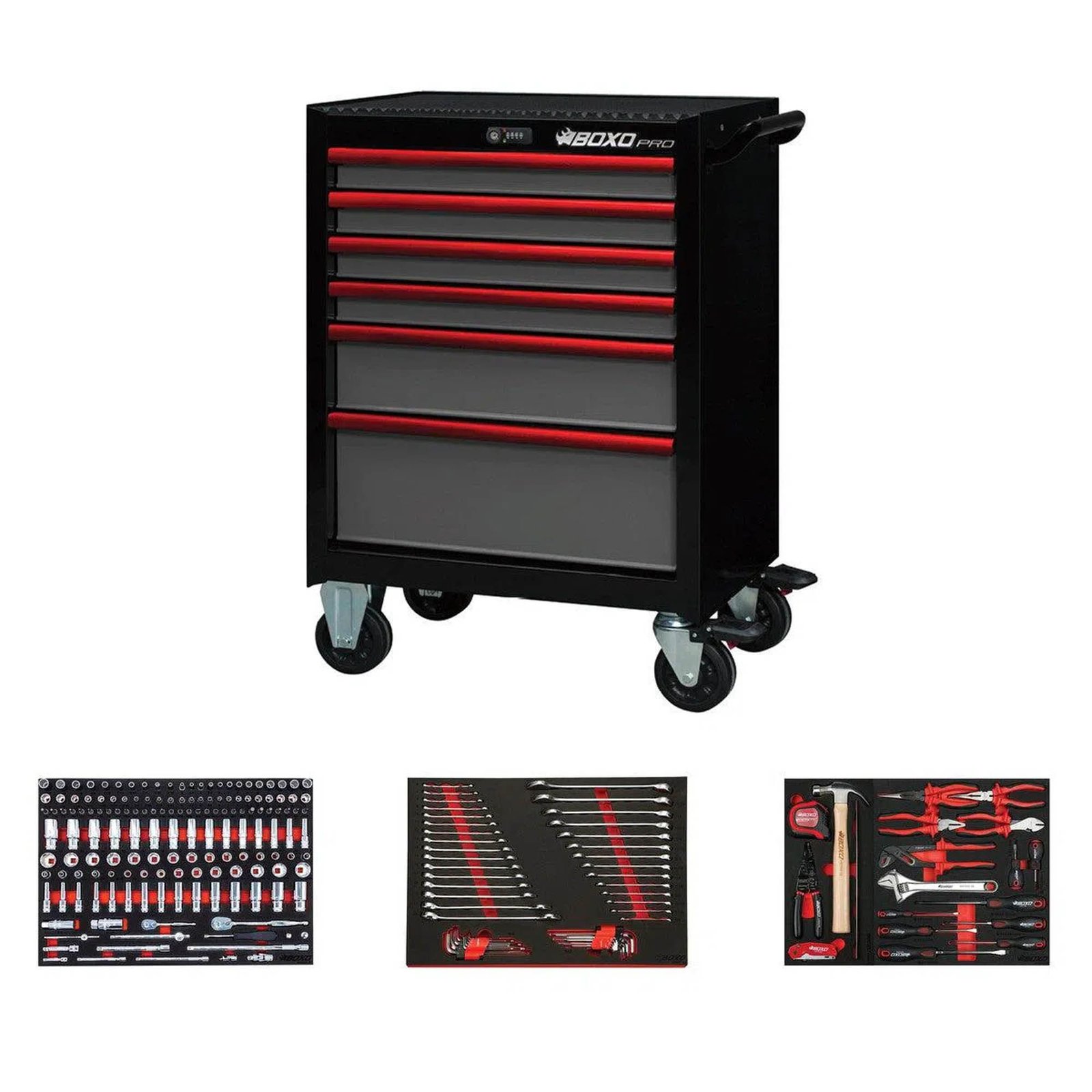26" Pro Series Toolbox,Bottom with Master Tool Set Pro Series tool box with 222-piece professional hand tool collection