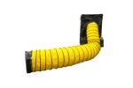 Full-length view of the CoolBoss evaporative cooler ducting kit showing the extended yellow flexible duct designed to deliver targeted airflow across large work areas