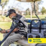 Coolee Portable Air Cooler, Ice-Chest and Bluetooth Player, 3-IN-1, Camo, sports, golfing, cool air
