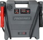DSR ProSeries DSR119 jump starter and portable power station, showing the gray housing with integrated cables, status indicators, and a 12V DC power outlet. Get it at Wrenchers.com