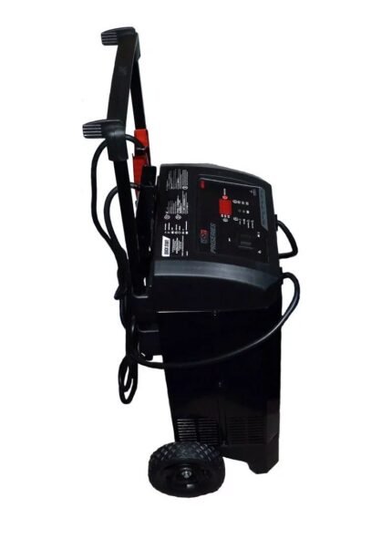 DSR ProSeries DSR131 charger angled view, highlighting large wheels and ergonomic handle for easy mobility in the workshop. Get it at Wrenchers.com