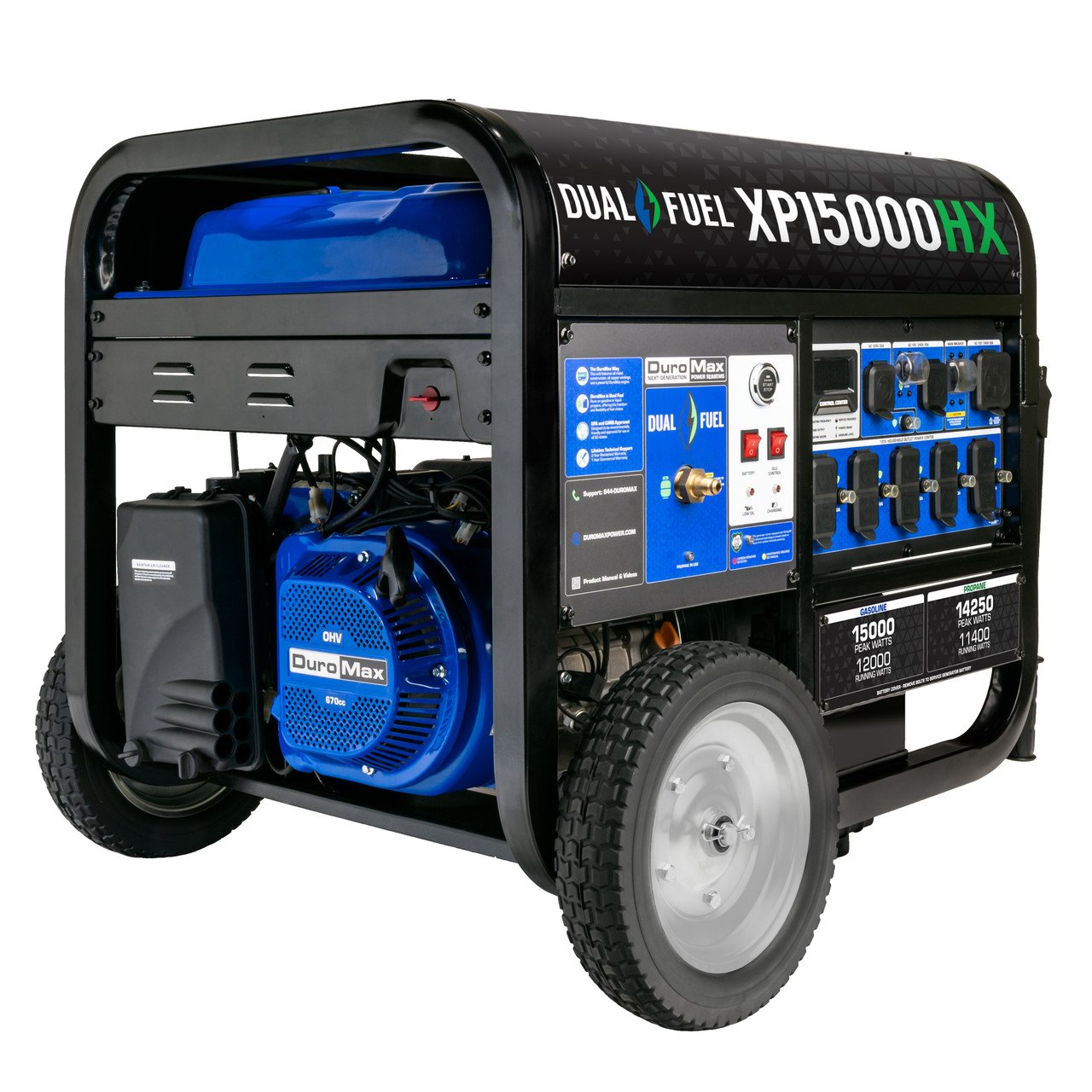 DuroMax Power Equipment DuroMax XP15000HX 12000W Electric Start Dual Fuel Portable Generator w/CO Alert DuroMax Power Equipment DuroMax XP15000HX 12000W Electric Start Dual Fuel Portable Generator w/CO Alert product image