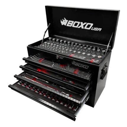 BoxoUSA 5-drawer toolbox loaded with 238-piece metric and SAE tool kit