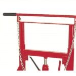Upper frame of the AFF 3577 Hydraulic Wheel Dolly, featuring the handle and chain attachment for secure lifting of heavy wheels and assemblies. Get it at Wrenchers.com