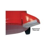 Close-up of the JohnDow FC-25GC fuel caddy’s aluminum spark-proof front feet, designed to provide stable, safe grounding when dispensing flammable liquids