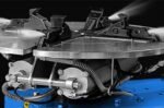 Tabletop bead seater mechanism on the Hofmann Monty 1675-SS delivering controlled air flow for safe bead seating