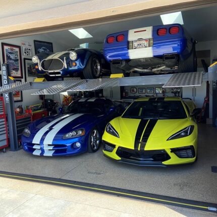 Dual Platform Four Post Lift Garage Storage