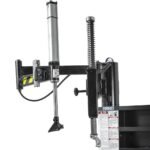 Vertical post and swing-arm assembly with adjustable mount/demount positioning