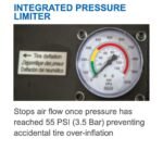 Built-in pressure limiter gauge that automatically stops air flow at 55 PSI to prevent tire over-inflation