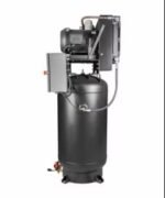 Close-up of Industrial Gold R103V83 compressor head and cooling system, showing precision-machined components and safety guard. Get it at Wrenchers.com