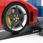 APEX lightweight four post lift ramp kit designed for race cars, reducing approach angle while maintaining stable drive on support for track focused vehicles