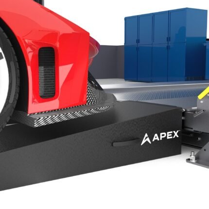 Low clearance vehicle loading onto BendPak four post parking lift using lightweight foam APEX four post lift ramps
