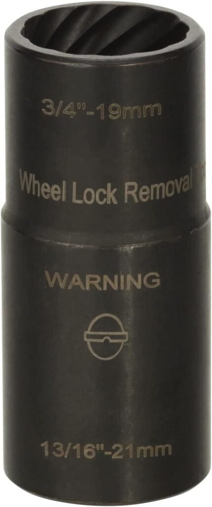 LT-4300 Twist Socket Lug Nut Removal Tool, dual-sized 3/4"-19mm and 13/16"-21mm socket for removing damaged or stuck lug nuts. Get it at wrenchers.com
