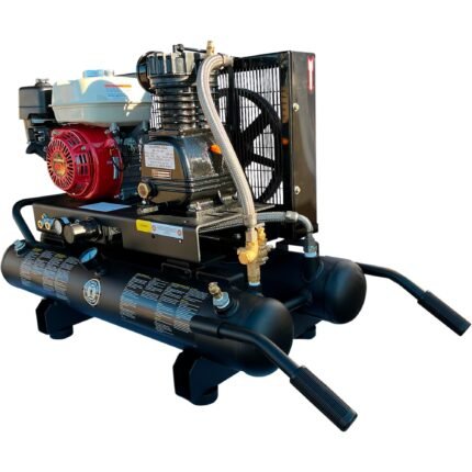 CAS Contractor Series P55HG11 gas-powered reciprocating air compressor featuring a Honda GX engine, dual tank setup, and heavy-duty components for industrial and jobsite use.