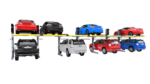Multiple BendPak PL-6000DC parking lifts shown in a high-density layout, demonstrating how garages can dramatically increase vehicle capacity without expanding square footage. SKU 5175427
