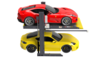 Side profile of the BendPak PL-6000DC parking lift highlighting its vertical storage platform built to help garages fit more vehicles in limited space. SKU 5175427.