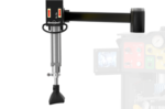 Pneumatic bead pusher on the Hofmann Monty 1675-SS assisting with safe and efficient upper bead mounting