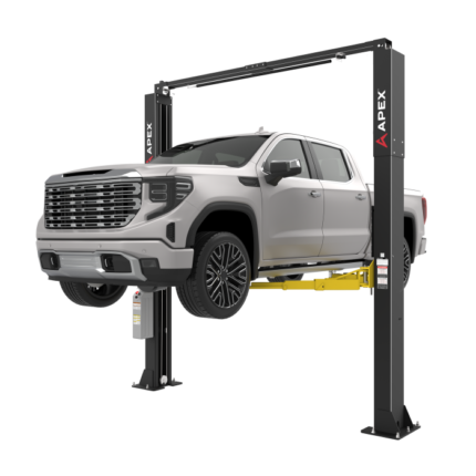 APEX AL10C professional grade two post car lift with 10000 lb capacity for modern automotive shops. Built for daily service work and available at