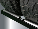 Steel rollers on the QSP LM-350 tire lift allowing tires to rotate smoothly for easy alignment